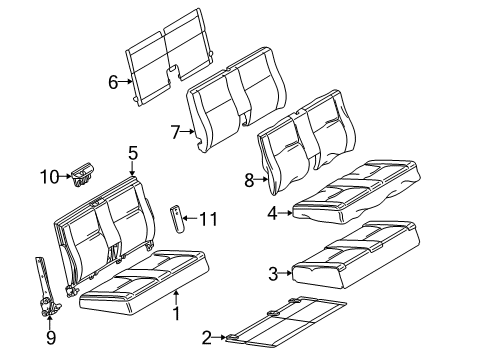 2002 Mercedes-Benz E320 Rear Seat Components Diagram 1