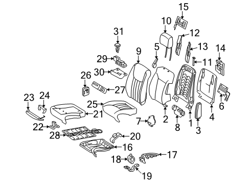 2010 Mercedes-Benz R350 Front Seat Components Diagram