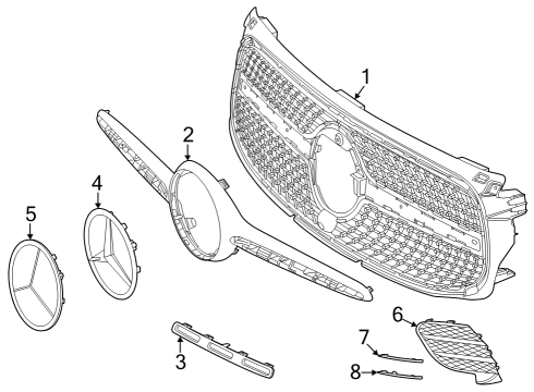 2022 Mercedes-Benz GLB250 Grille & Components Diagram 1