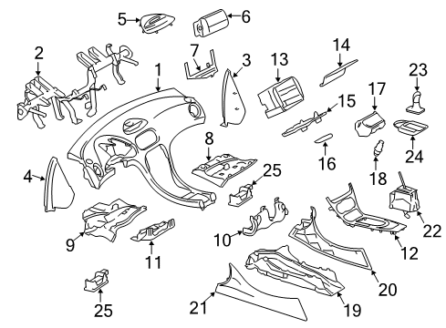 2011 Mercedes-Benz SL550 Instrument Panel, Body Diagram