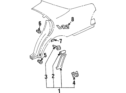 1994 Mercedes-Benz S500 Exterior Trim - Quarter Panel Diagram