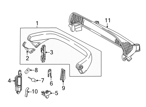 2012 Mercedes-Benz SL63 AMG Roll Bar Components Diagram