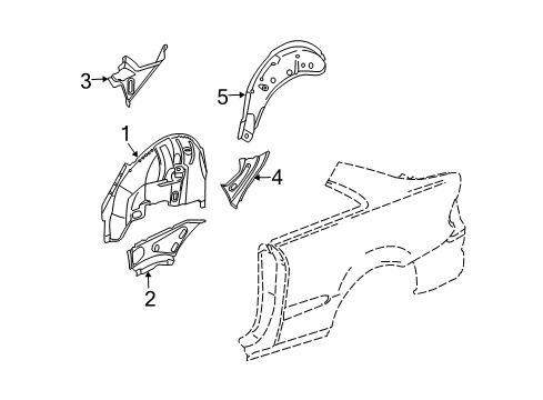 2005 Mercedes-Benz CLK320 Inner Structure - Quarter Panel Diagram 1