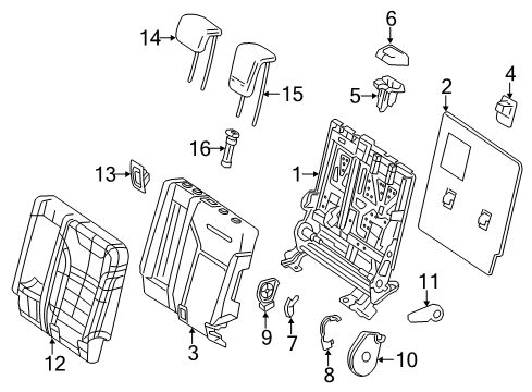 2015 Mercedes-Benz ML63 AMG Rear Seat Components Diagram 1