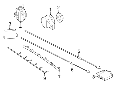 2024 Mercedes-Benz EQS 580 SUV Electrical Components - Rear Bumper Diagram