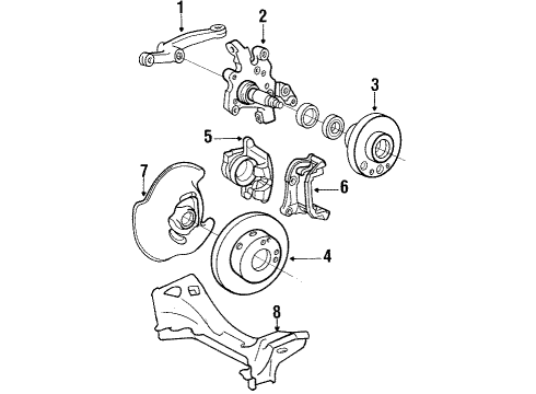 1989 Mercedes-Benz 190E Front Brakes Diagram