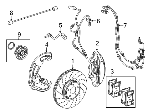 2019 Mercedes-Benz S65 AMG Front Brakes Diagram 3