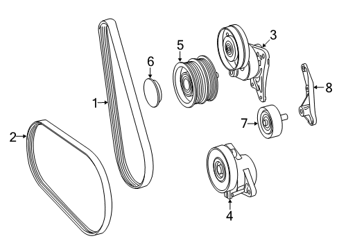 2005 Mercedes-Benz CL55 AMG Belts & Pulleys, Maintenance Diagram 2