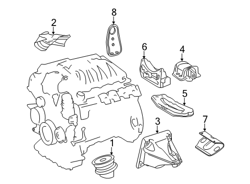 2011 Mercedes-Benz SL550 Engine & Trans Mounting Diagram