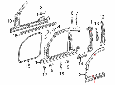 Lock Pillar Reinforcement Diagram for 205-630-19-00