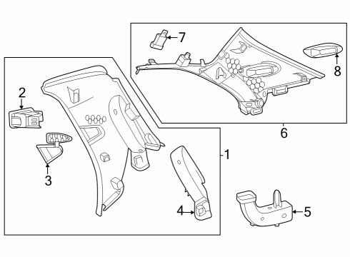 Rear Pillar Trim Diagram for 296-690-59-00-1D03