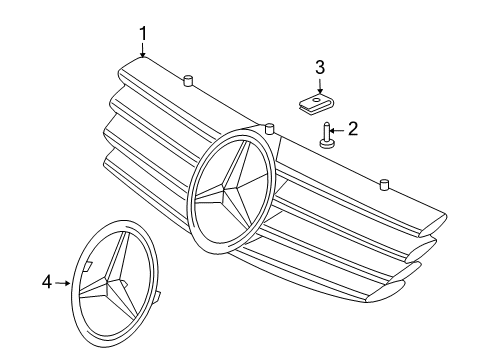 2004 Mercedes-Benz SL600 Grille & Components Diagram