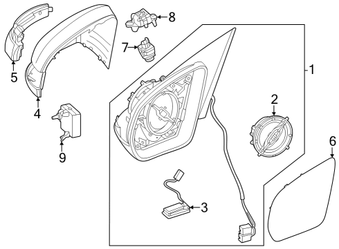 2023 Mercedes-Benz EQB 250 Outside Mirrors Diagram