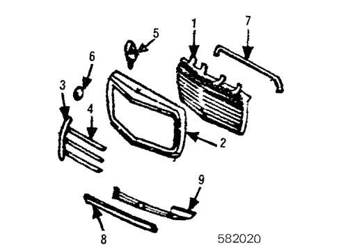 1985 Mercedes-Benz 300TD Grille & Components Diagram