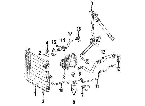 1987 Mercedes-Benz 300E A/C Condenser, Compressor & Lines