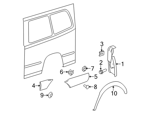 2011 Mercedes-Benz Sprinter 2500 Exterior Trim - Side Panel Diagram 1