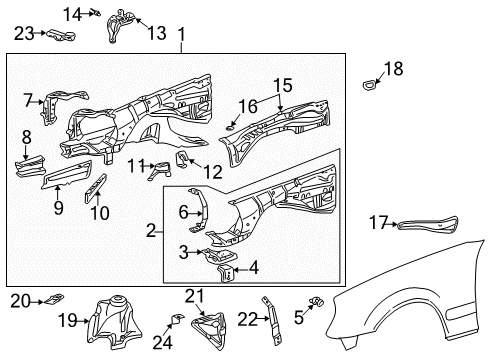 Apron Panel Diagram for 210-620-60-61