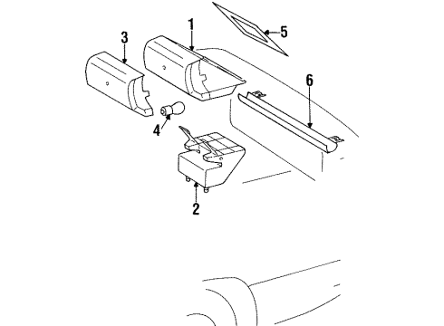 1990 Mercedes-Benz 300E High Mount Lamps Diagram