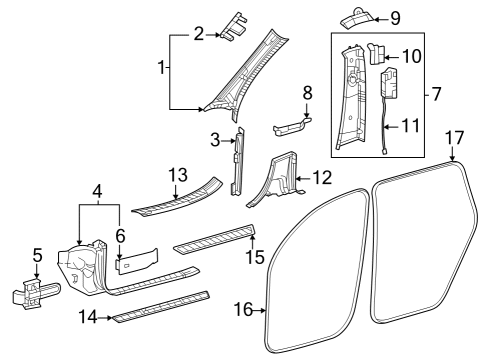 Surround Weatherstrip Diagram for 167-697-19-00