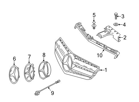 2014 Mercedes-Benz E550 Grille & Components Diagram 1