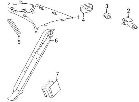 Upper Quarter Trim Diagram for 220-690-43-25-8H20