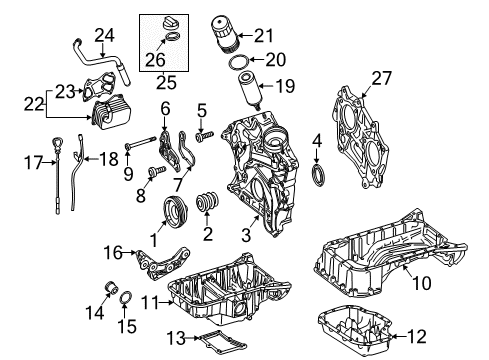 Timing Cover Bolt Diagram for 000000-001153