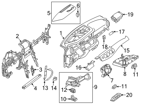 Instrument Panel Diagram for 213-680-04-05-7N42