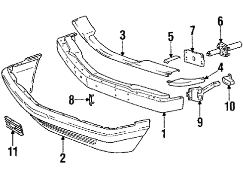 1984 Mercedes-Benz 380SE Front Bumper Diagram