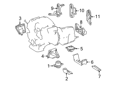 2007 Mercedes-Benz R63 AMG Engine & Trans Mounting Diagram