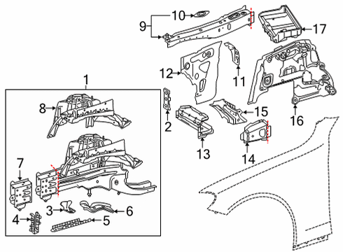 2021 Mercedes-Benz E63 AMG S Structural Components & Rails Diagram