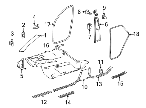 Surround Weatherstrip Diagram for 164-690-04-76-7L53