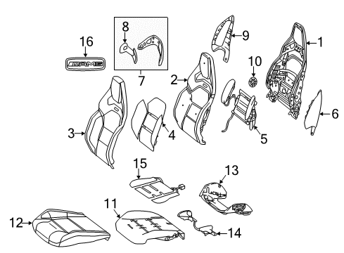 2016 Mercedes-Benz CLA45 AMG Driver Seat Components Diagram 1