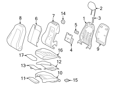 2022 Mercedes-Benz EQB 350 Driver Seat Components Diagram 2