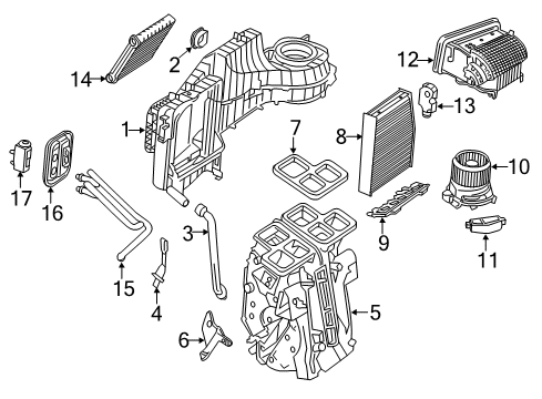 2018 Mercedes-Benz CLA45 AMG A/C Evaporator & Heater Components