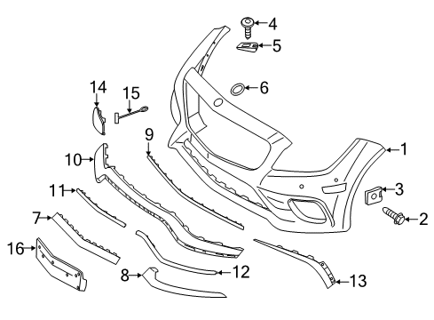 2015 Mercedes-Benz CLS63 AMG S Front Bumper Diagram 1