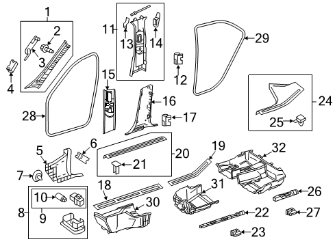 Upper Center Pillar Trim Diagram for 218-690-20-26-8R59