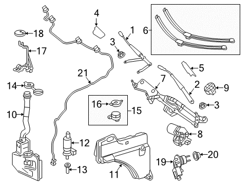 Wiper Arm Cap Diagram for 166-824-01-19