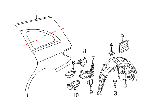 2007 Mercedes-Benz R350 Quarter Panel & Components Diagram