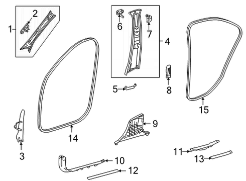 Windshield Pillar Trim Lower Clip Diagram for 000-991-92-02