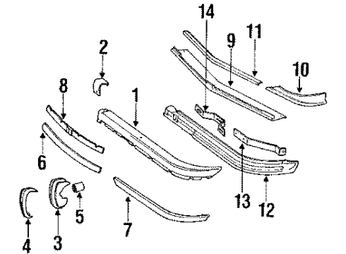 1985 Mercedes-Benz 380SL Front Bumper Diagram 2