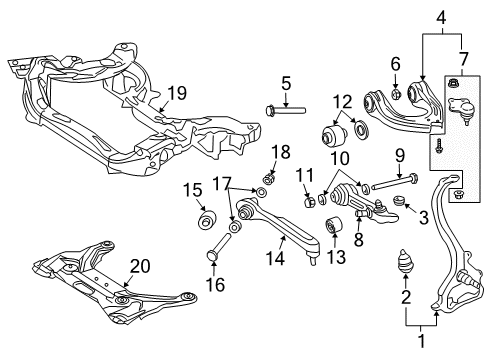 2004 Mercedes-Benz E55 AMG Front Suspension, Control Arm Diagram 2