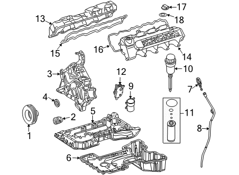 2006 Mercedes-Benz CLK500 Engine Parts, Mounts, Cylinder Head & Valves, Camshaft & Timing, Oil Cooler, Oil Pan, Oil Pump, Crankshaft & Bearings, Pistons, Rings & Bearings