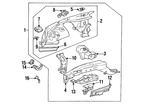 1999 Mercedes-Benz S420 Structural Components & Rails Diagram