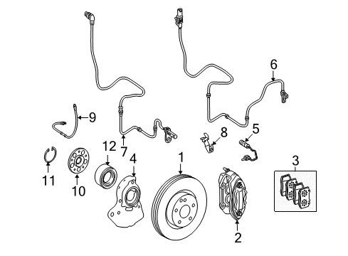 2008 Mercedes-Benz S65 AMG Brake Components, Brakes Diagram 1