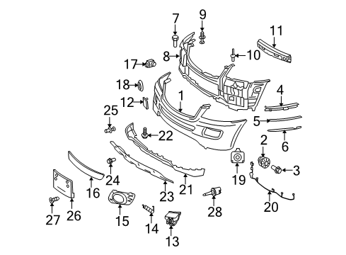 Fog Lamp Bezel Diagram for 164-880-19-24