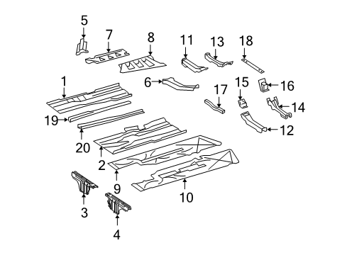 2008 Mercedes-Benz CL550 Pillars, Rocker & Floor - Floor & Rails Diagram