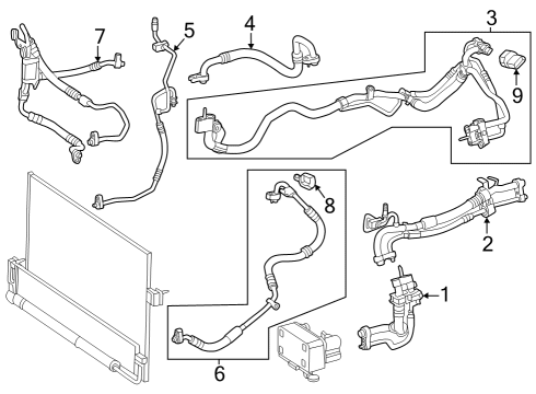 2024 Mercedes-Benz EQS 450+ SUV Condenser, Compressor & Lines Diagram 1