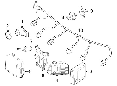 2024 Mercedes-Benz EQS 580 SUV Electrical Components - Front Bumper Diagram