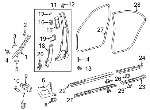 Kick Panel Trim Diagram for 211-680-06-06-7F64