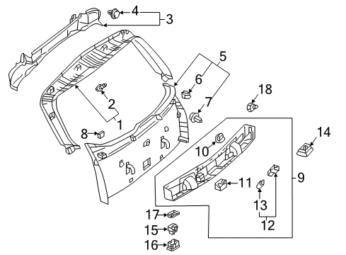 2019 Mercedes-Benz E63 AMG S Interior Trim - Lift Gate Diagram